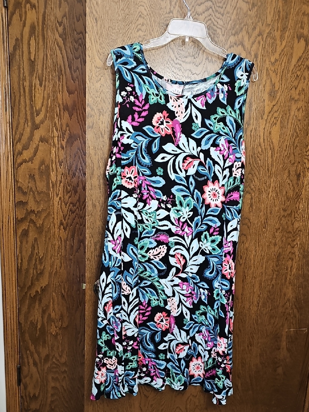 croft & barrow Black Floral Midi Dress with Multicolor Blooms